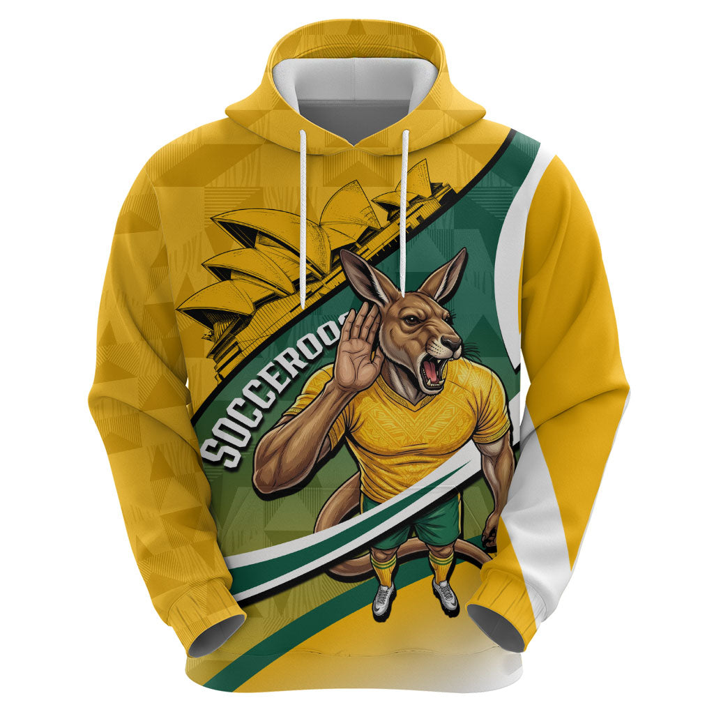 Personalized Australia Soccer Kangaroo Mascot Hoodie Sydney Opera House - Hear the Champions Roar Football