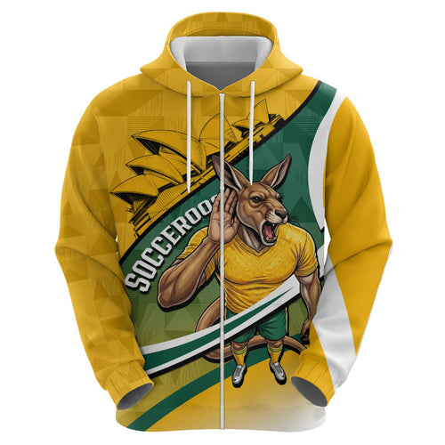 Personalized Australia Soccer Kangaroo Mascot Hoodie Sydney Opera House - Hear the Champions Roar Football