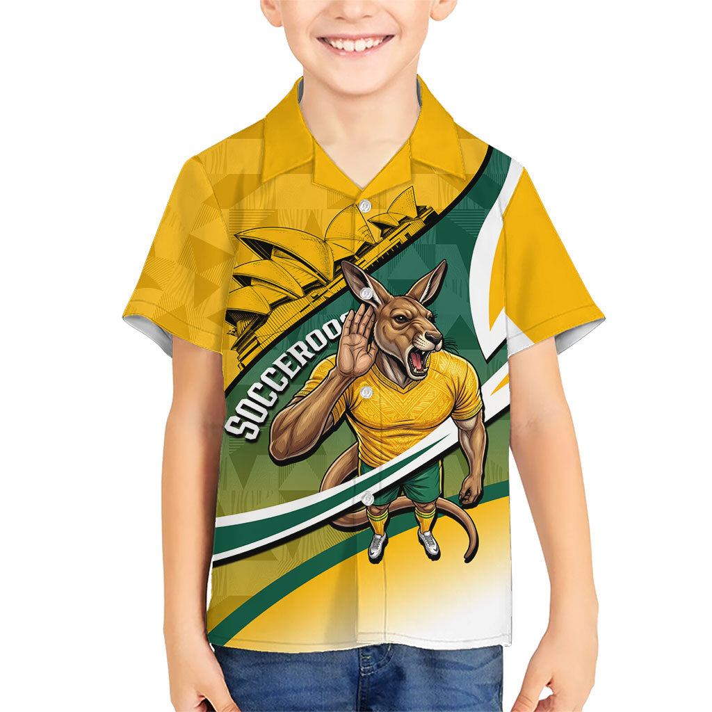 Personalized Australia Soccer Kangaroo Mascot Kid Hawaiian Shirt Sydney Opera House - Hear the Champions Roar Football