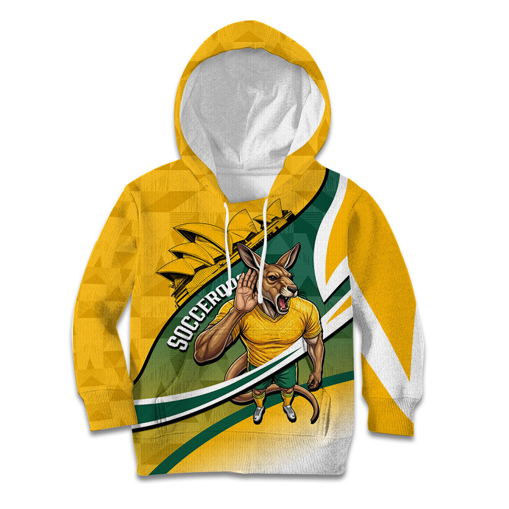 Personalized Australia Soccer Kangaroo Mascot Kid Hoodie Sydney Opera House - Hear the Champions Roar Football