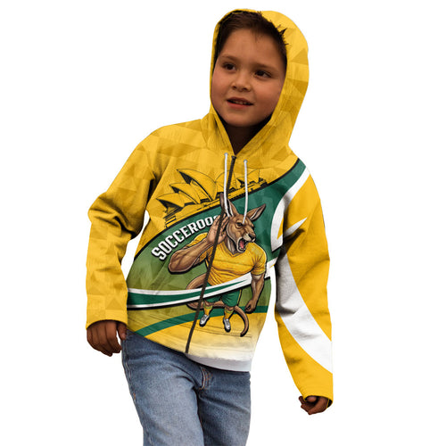 Personalized Australia Soccer Kangaroo Mascot Kid Hoodie Sydney Opera House - Hear the Champions Roar Football