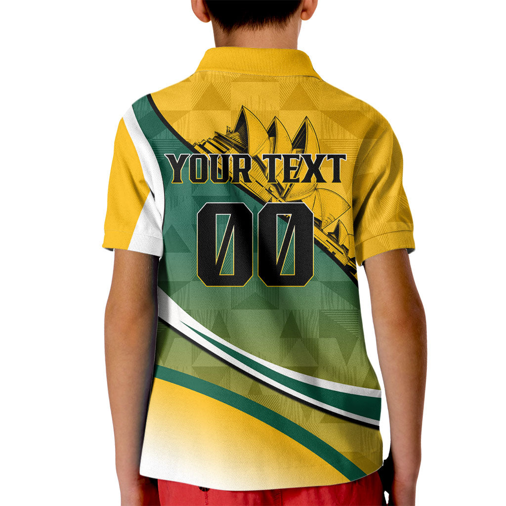 Personalized Australia Soccer Kangaroo Mascot Kid Polo Shirt Sydney Opera House - Hear the Champions Roar Football