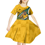 Personalized Australia Soccer Kangaroo Mascot Kid Short Sleeve Dress Sydney Opera House - Hear the Champions Roar Football