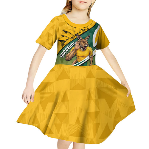 Personalized Australia Soccer Kangaroo Mascot Kid Short Sleeve Dress Sydney Opera House - Hear the Champions Roar Football