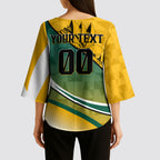 Personalized Australia Soccer Kangaroo Mascot Kimono Sleeve Blouse Sydney Opera House - Hear the Champions Roar Football