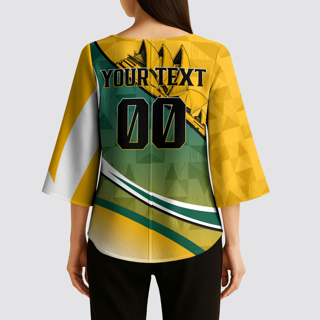 Personalized Australia Soccer Kangaroo Mascot Kimono Sleeve Blouse Sydney Opera House - Hear the Champions Roar Football