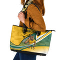 Personalized Australia Soccer Kangaroo Mascot Leather Tote Bag Sydney Opera House - Hear the Champions Roar Football