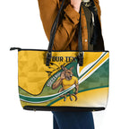 Personalized Australia Soccer Kangaroo Mascot Leather Tote Bag Sydney Opera House - Hear the Champions Roar Football