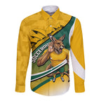 Personalized Australia Soccer Kangaroo Mascot Long Sleeve Button Shirt Sydney Opera House - Hear the Champions Roar Football