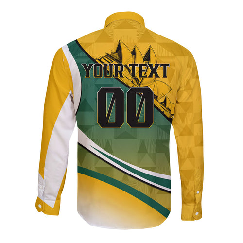 Personalized Australia Soccer Kangaroo Mascot Long Sleeve Button Shirt Sydney Opera House - Hear the Champions Roar Football