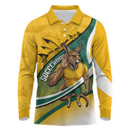 Personalized Australia Soccer Kangaroo Mascot Long Sleeve Polo Shirt Sydney Opera House - Hear the Champions Roar Football