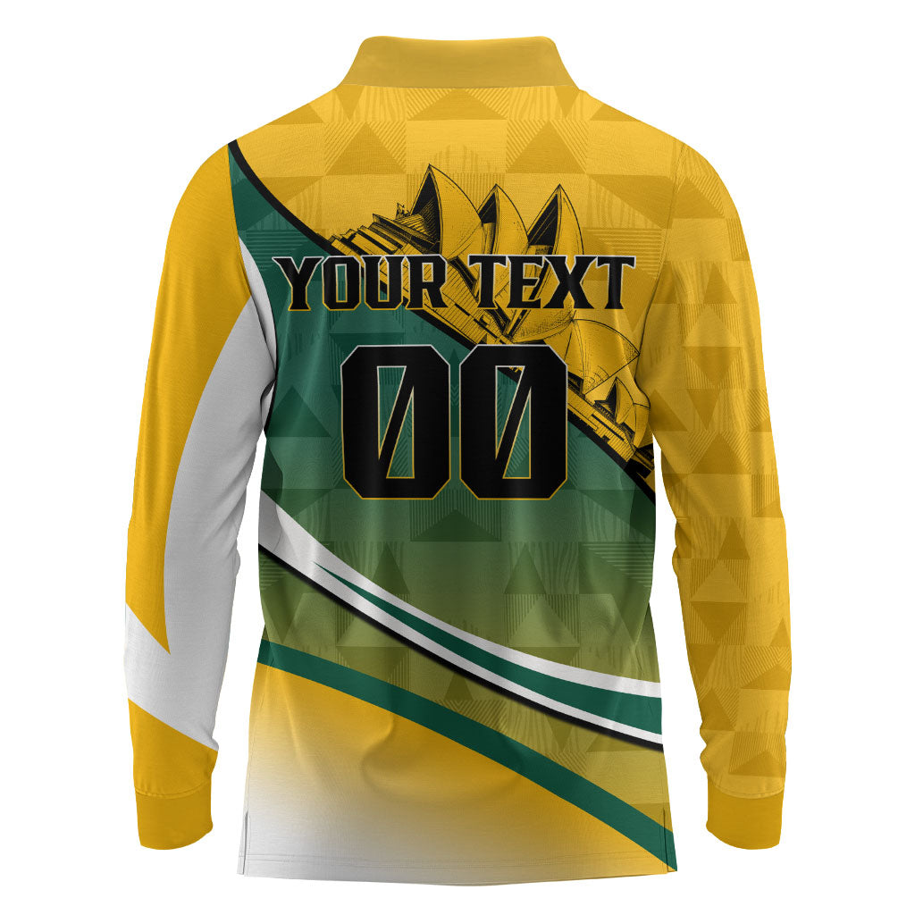 Personalized Australia Soccer Kangaroo Mascot Long Sleeve Polo Shirt Sydney Opera House - Hear the Champions Roar Football