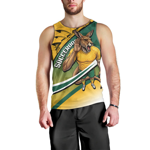 Personalized Australia Soccer Kangaroo Mascot Men Tank Top Sydney Opera House - Hear the Champions Roar Football