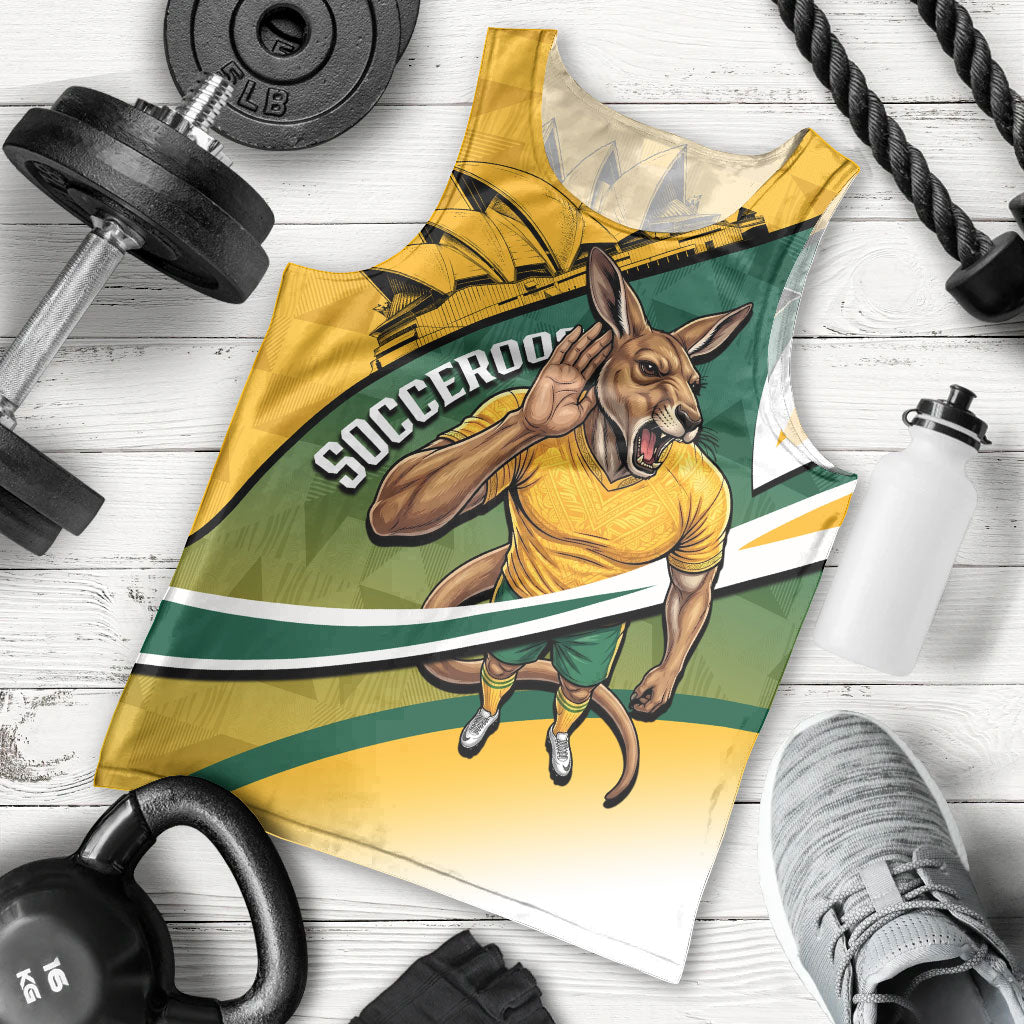 Personalized Australia Soccer Kangaroo Mascot Men Tank Top Sydney Opera House - Hear the Champions Roar Football