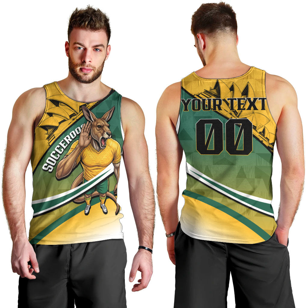 Personalized Australia Soccer Kangaroo Mascot Men Tank Top Sydney Opera House - Hear the Champions Roar Football