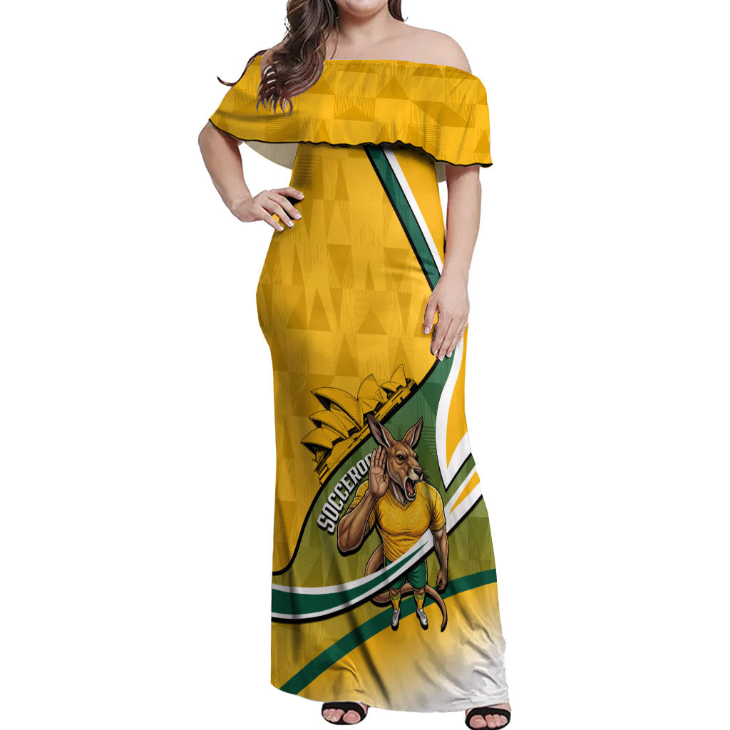 Personalized Australia Soccer Kangaroo Mascot Off Shoulder Maxi Dress Sydney Opera House - Hear the Champions Roar Football