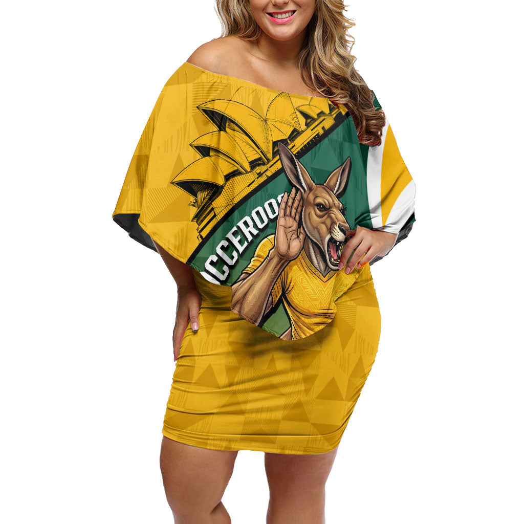 Personalized Australia Soccer Kangaroo Mascot Off Shoulder Short Dress Sydney Opera House - Hear the Champions Roar Football