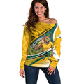 Personalized Australia Soccer Kangaroo Mascot Off Shoulder Sweater Sydney Opera House - Hear the Champions Roar Football