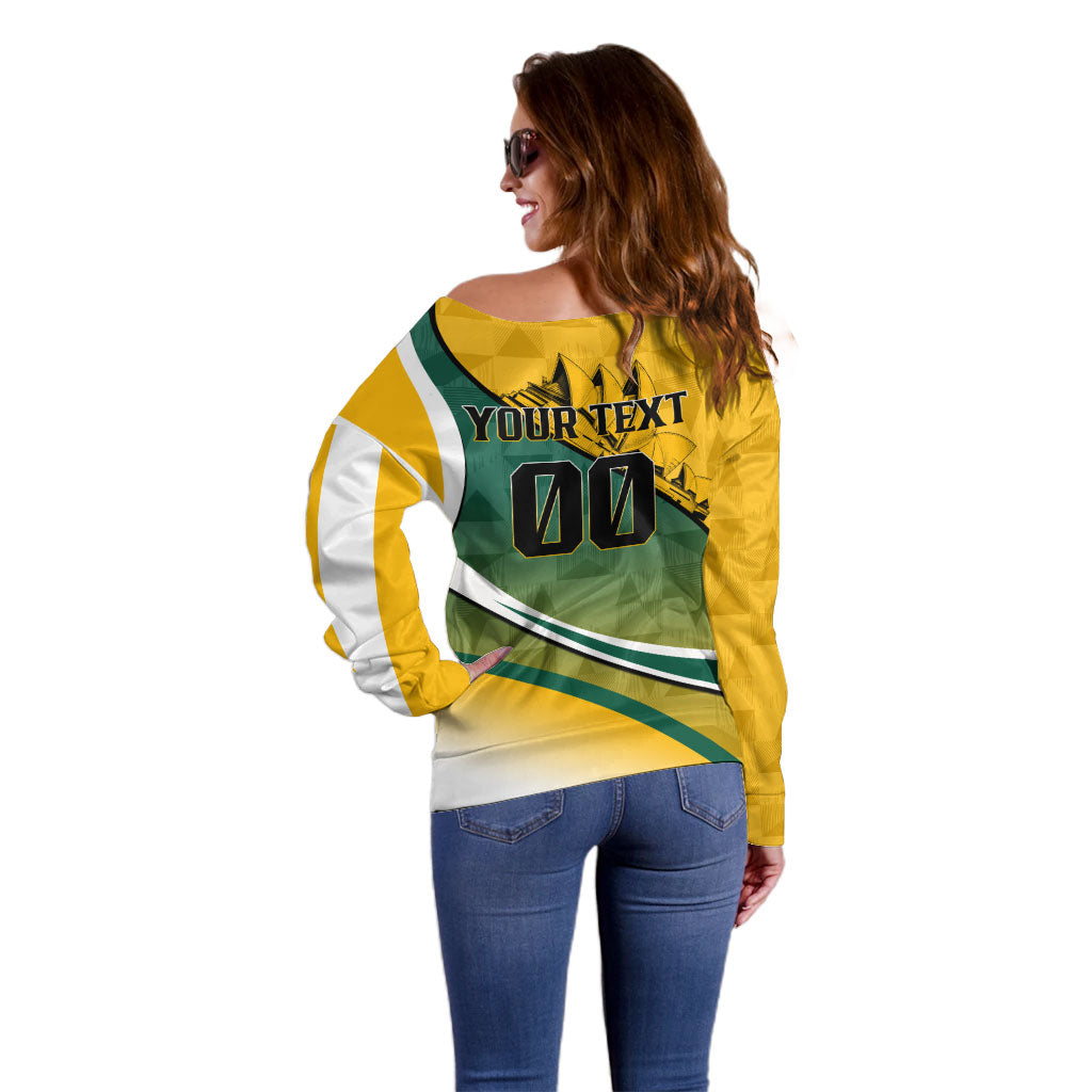 Personalized Australia Soccer Kangaroo Mascot Off Shoulder Sweater Sydney Opera House - Hear the Champions Roar Football