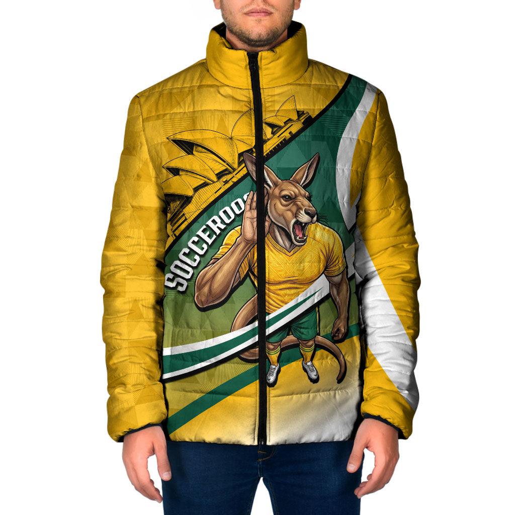 Personalized Australia Soccer Kangaroo Mascot Padded Jacket Sydney Opera House - Hear the Champions Roar Football