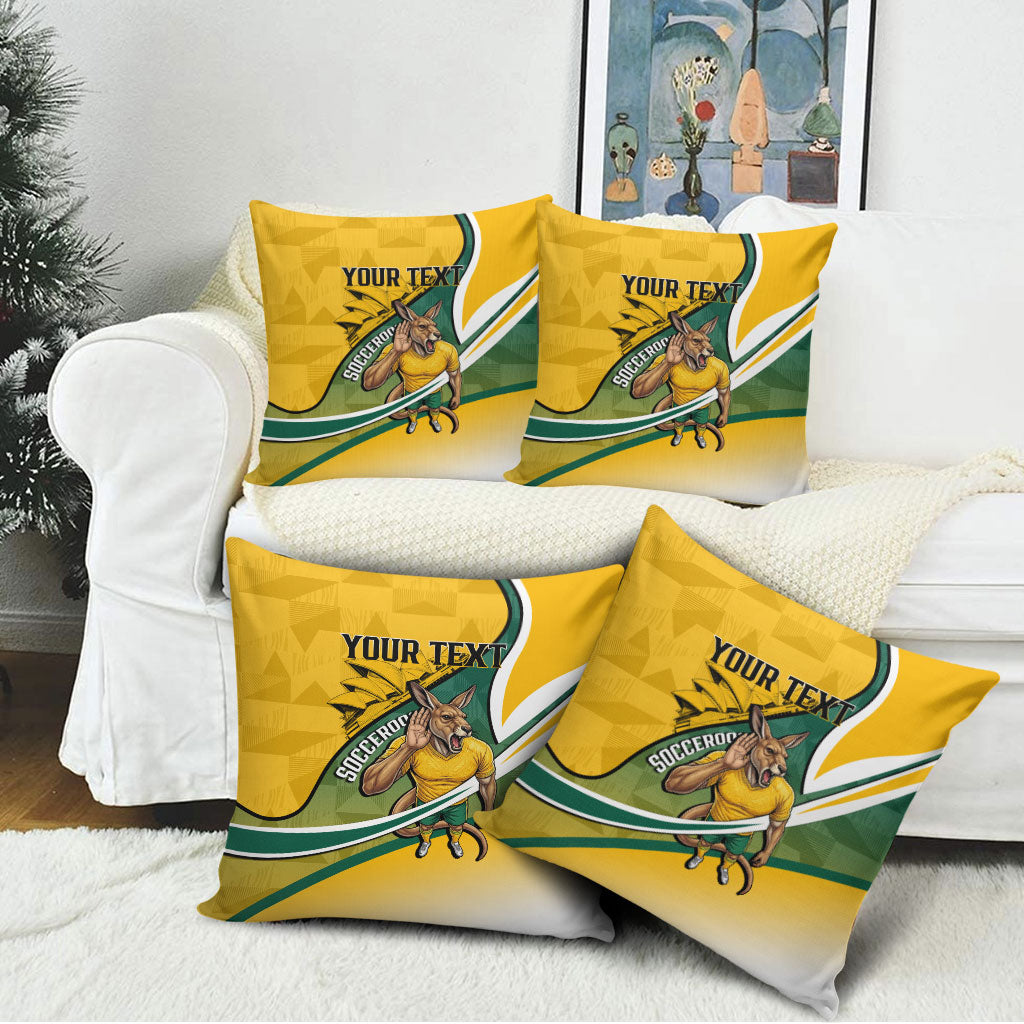 Personalized Australia Soccer Kangaroo Mascot Pillow Cover Sydney Opera House - Hear the Champions Roar Football