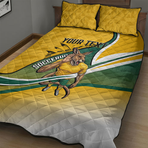 Personalized Australia Soccer Kangaroo Mascot Quilt Bed Set Sydney Opera House - Hear the Champions Roar Football