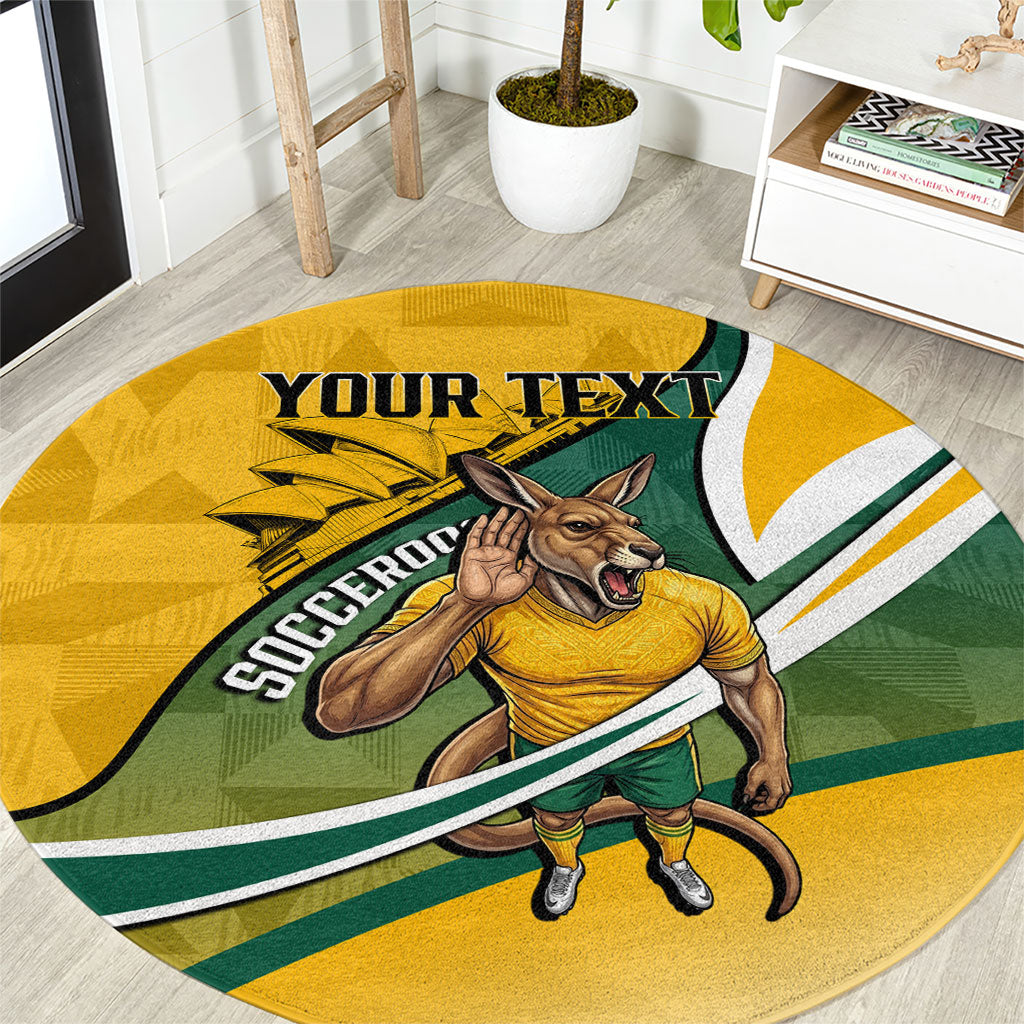 Personalized Australia Soccer Kangaroo Mascot Round Carpet Sydney Opera House - Hear the Champions Roar Football