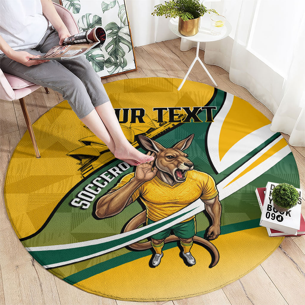 Personalized Australia Soccer Kangaroo Mascot Round Carpet Sydney Opera House - Hear the Champions Roar Football
