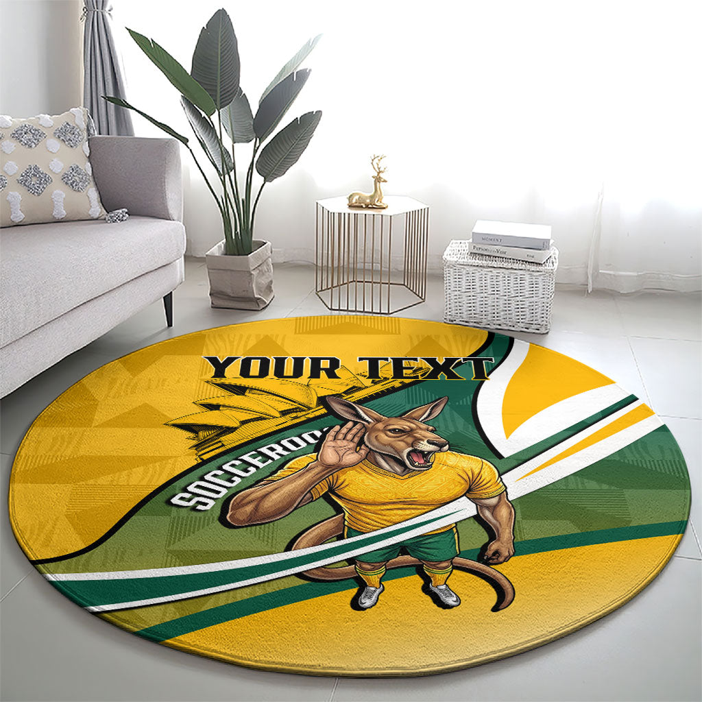 Personalized Australia Soccer Kangaroo Mascot Round Carpet Sydney Opera House - Hear the Champions Roar Football