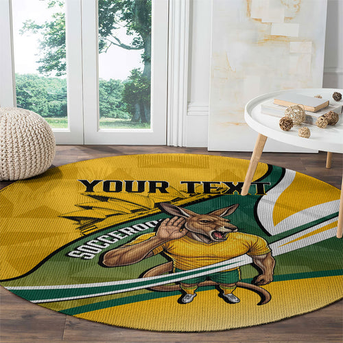 Personalized Australia Soccer Kangaroo Mascot Round Carpet Sydney Opera House - Hear the Champions Roar Football