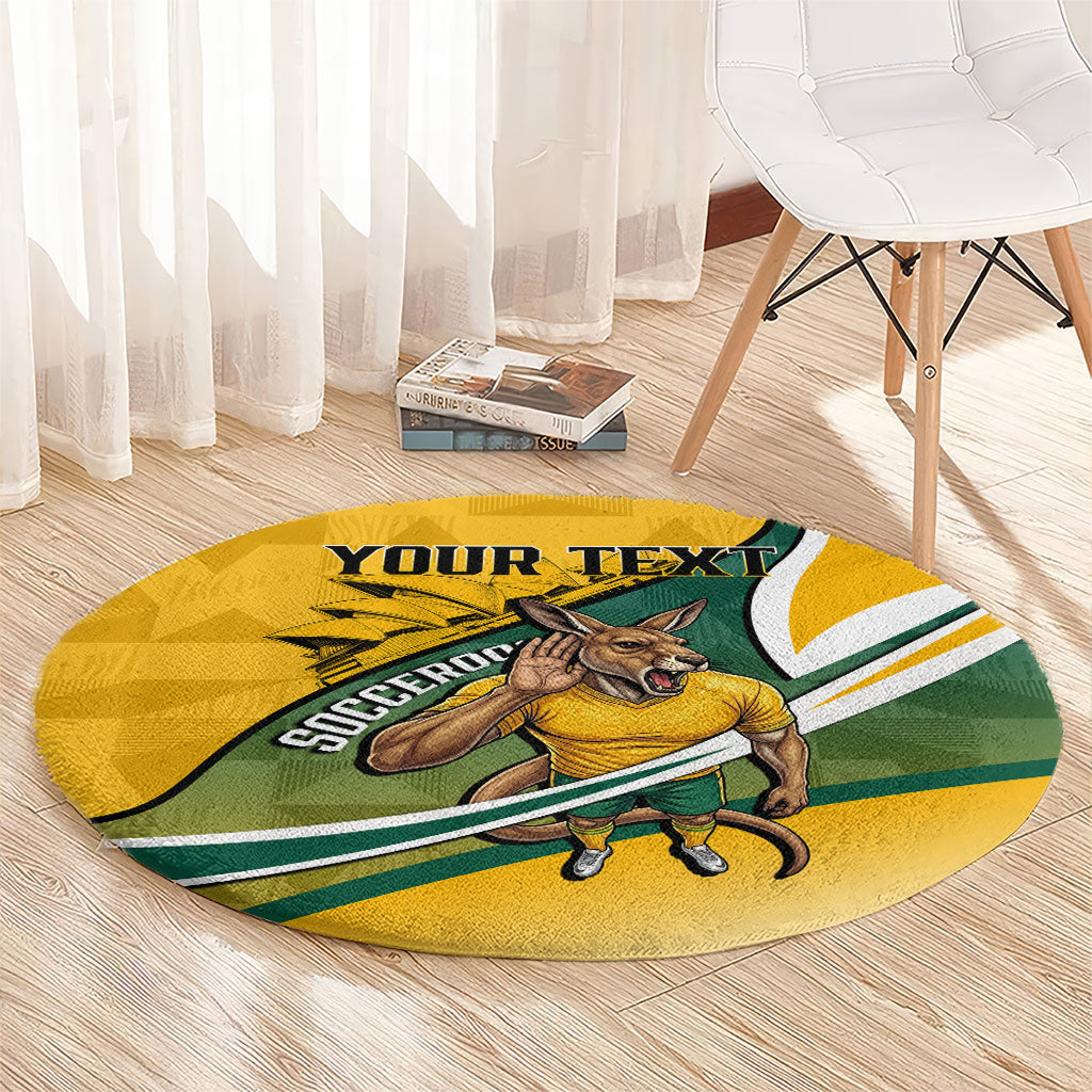 Personalized Australia Soccer Kangaroo Mascot Round Carpet Sydney Opera House - Hear the Champions Roar Football