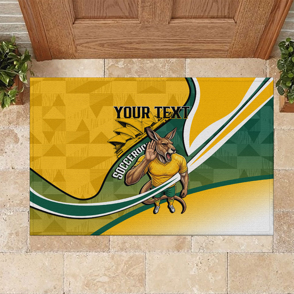 Personalized Australia Soccer Kangaroo Mascot Rubber Doormat Sydney Opera House - Hear the Champions Roar Football