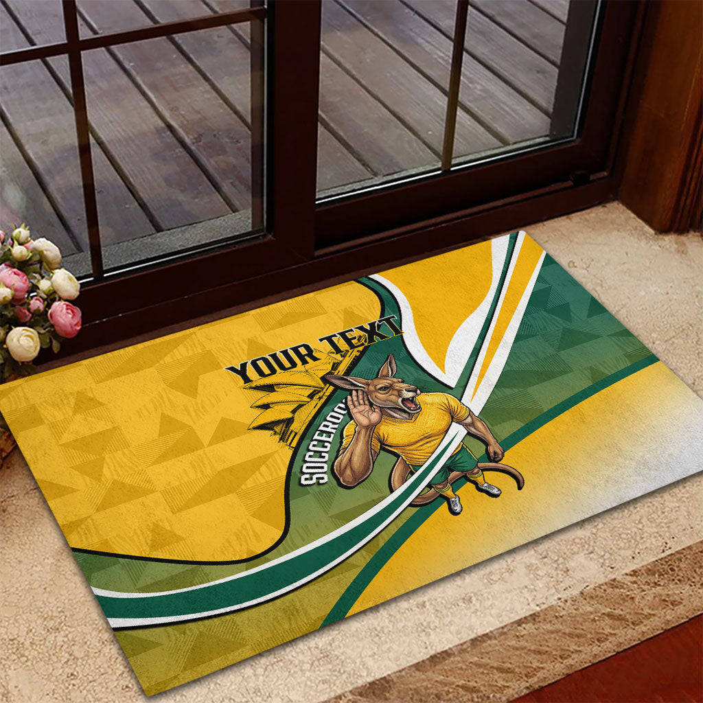 Personalized Australia Soccer Kangaroo Mascot Rubber Doormat Sydney Opera House - Hear the Champions Roar Football