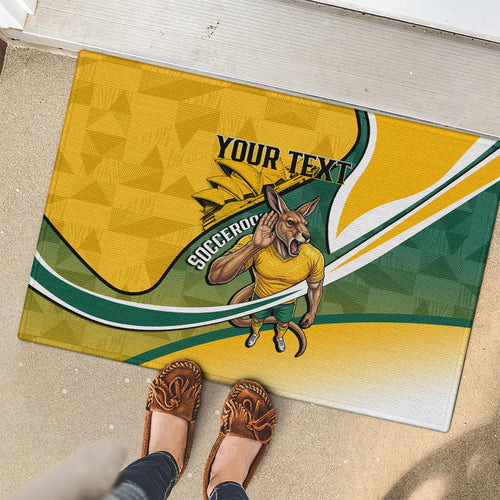 Personalized Australia Soccer Kangaroo Mascot Rubber Doormat Sydney Opera House - Hear the Champions Roar Football