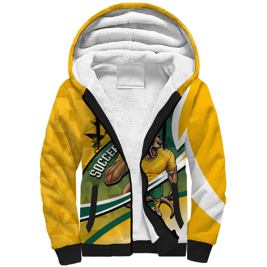 Personalized Australia Soccer Kangaroo Mascot Sherpa Hoodie Sydney Opera House - Hear the Champions Roar Football