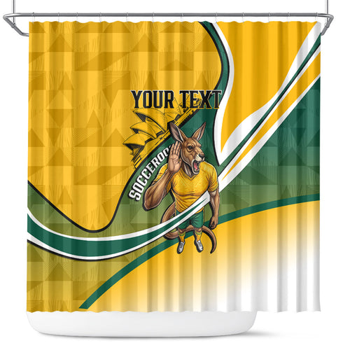 Personalized Australia Soccer Kangaroo Mascot Shower Curtain Sydney Opera House - Hear the Champions Roar Football