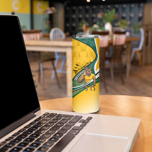 Personalized Australia Soccer Kangaroo Mascot Skinny Tumbler Sydney Opera House - Hear the Champions Roar Football
