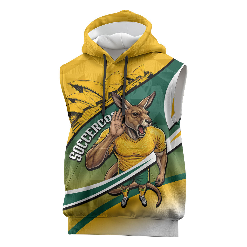 Personalized Australia Soccer Kangaroo Mascot Sleeveless Hoodie Sydney Opera House - Hear the Champions Roar Football