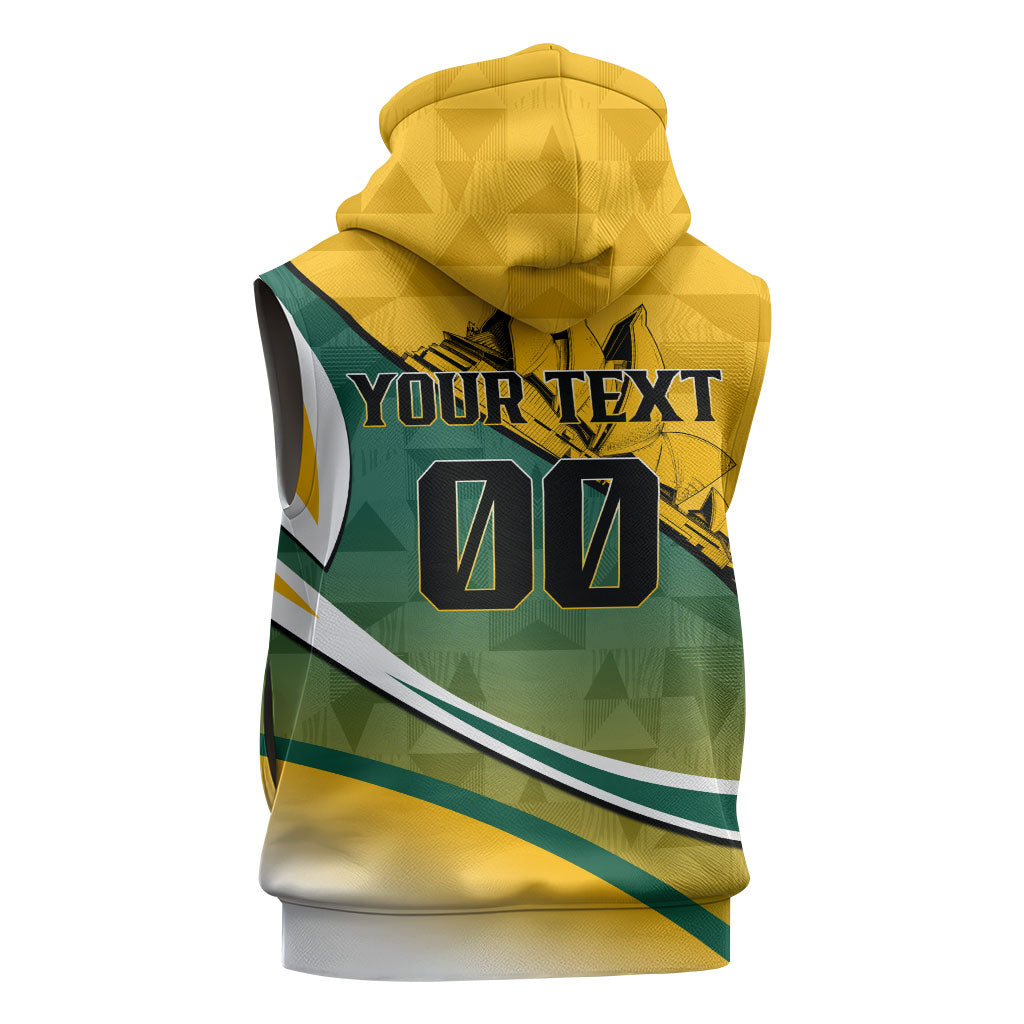 Personalized Australia Soccer Kangaroo Mascot Sleeveless Hoodie Sydney Opera House - Hear the Champions Roar Football