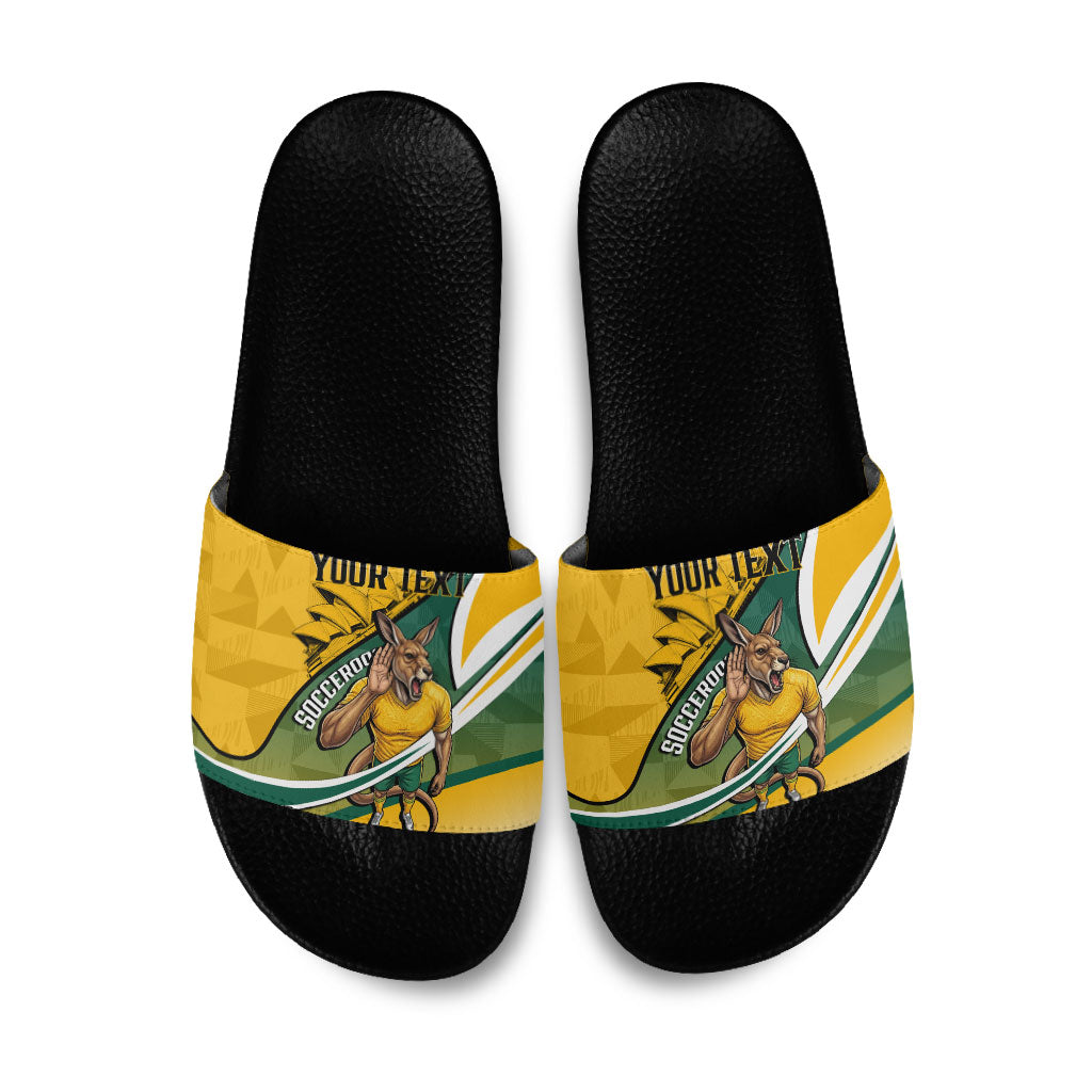 Personalized Australia Soccer Kangaroo Mascot Slide Sandals Sydney Opera House - Hear the Champions Roar Football