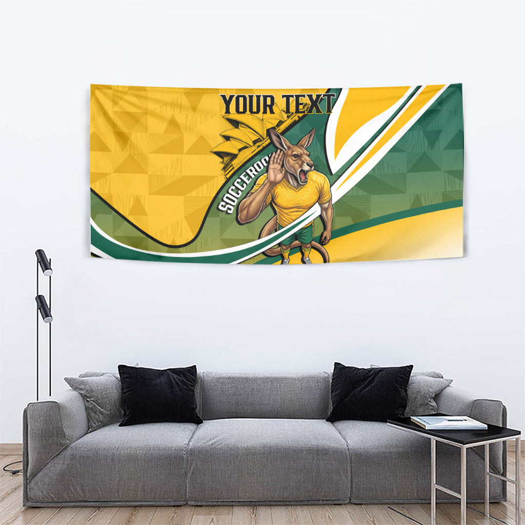 Personalized Australia Soccer Kangaroo Mascot Tapestry Sydney Opera House - Hear the Champions Roar Football
