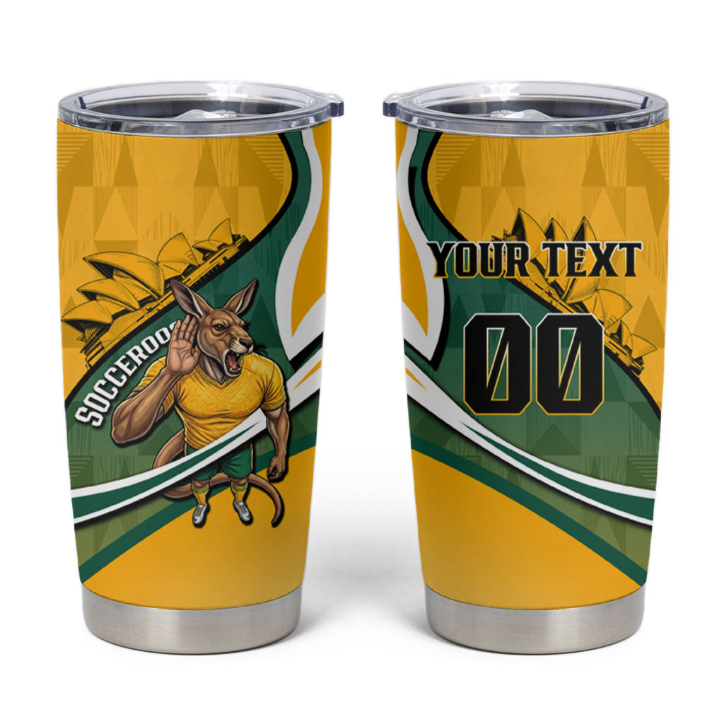 Personalized Australia Soccer Kangaroo Mascot Tumbler Cup Sydney Opera House - Hear the Champions Roar Football