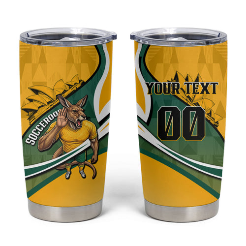 Personalized Australia Soccer Kangaroo Mascot Tumbler Cup Sydney Opera House - Hear the Champions Roar Football