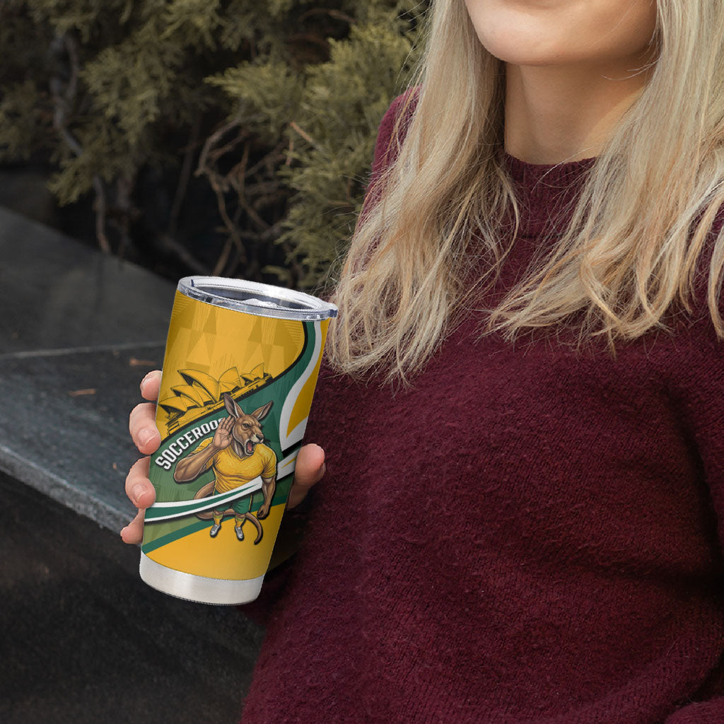 Personalized Australia Soccer Kangaroo Mascot Tumbler Cup Sydney Opera House - Hear the Champions Roar Football