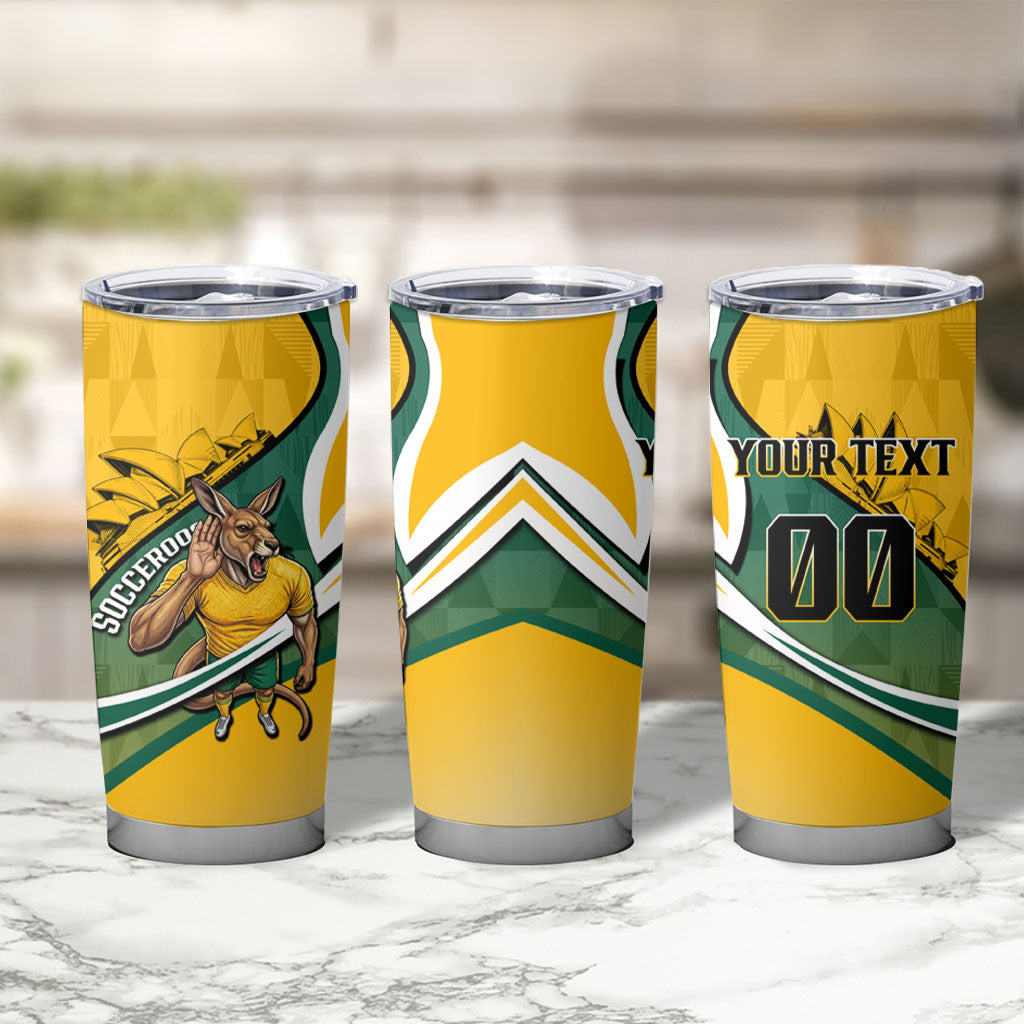 Personalized Australia Soccer Kangaroo Mascot Tumbler Cup Sydney Opera House - Hear the Champions Roar Football