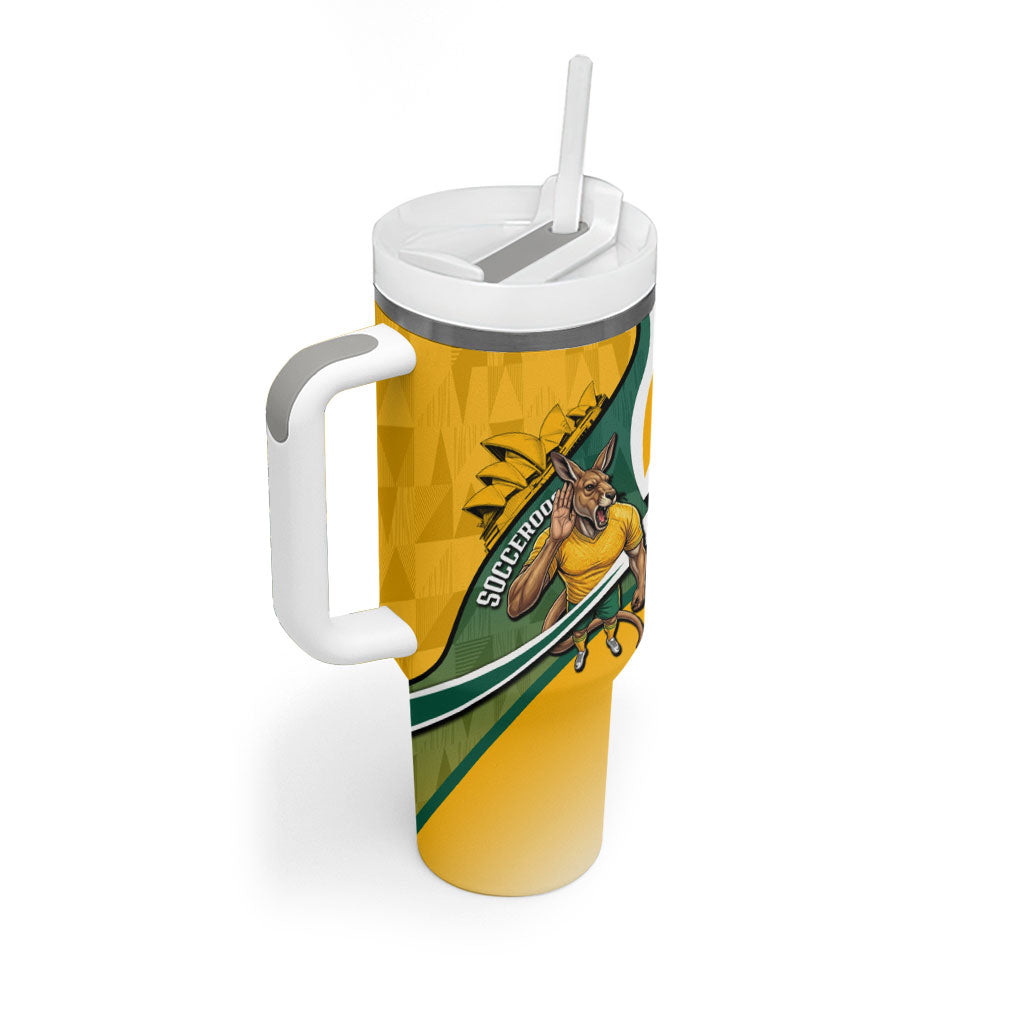 Personalized Australia Soccer Kangaroo Mascot Tumbler With Handle Sydney Opera House - Hear the Champions Roar Football