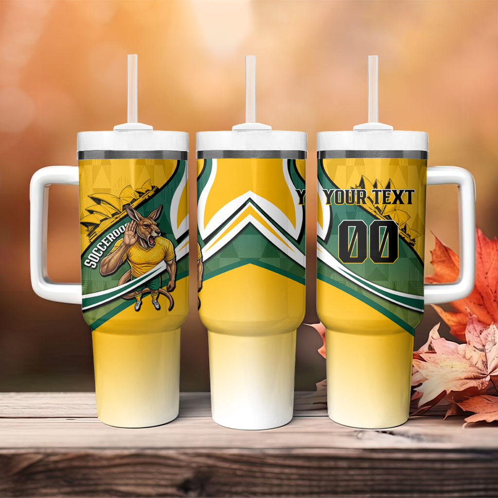 Personalized Australia Soccer Kangaroo Mascot Tumbler With Handle Sydney Opera House - Hear the Champions Roar Football