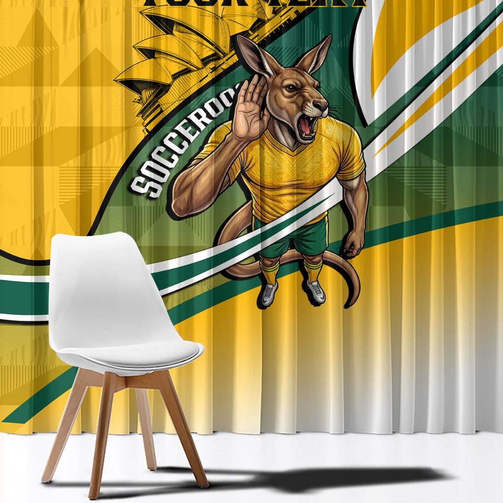 Personalized Australia Soccer Kangaroo Mascot Window Curtain Sydney Opera House - Hear the Champions Roar Football