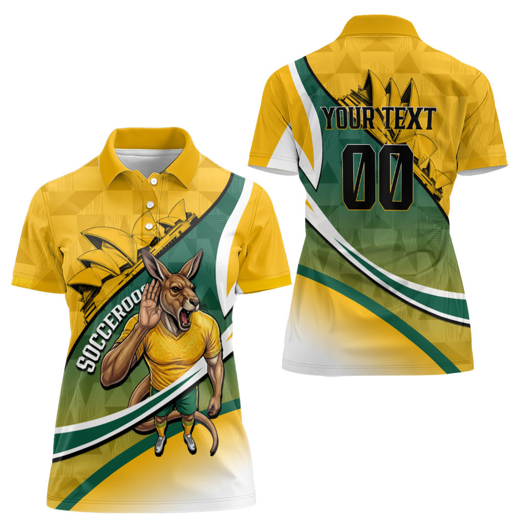 Personalized Australia Soccer Kangaroo Mascot Women Polo Shirt Sydney Opera House - Hear the Champions Roar Football