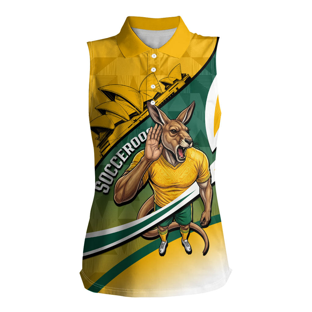 Personalized Australia Soccer Kangaroo Mascot Women Sleeveless Polo Shirt Sydney Opera House - Hear the Champions Roar Football